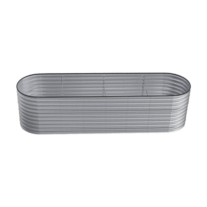 Silver galvanized steel raised garden bed, 80cm height, ideal for vegetable and flower gardening by Garden Sanctuary.