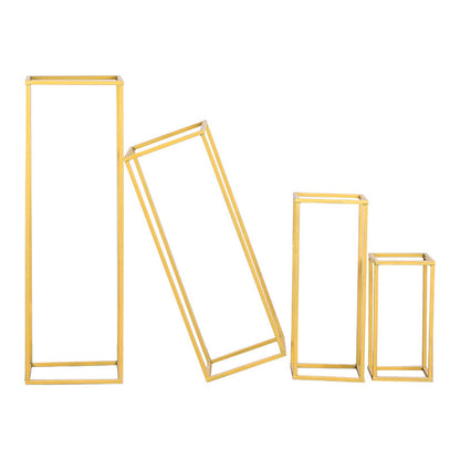 Golden Metal Rectangular Flower Stand Pedestal Rack