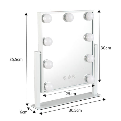 9 LED Bulbs Hollywood Vanity Mirror with 3 Colour Lighting Modes