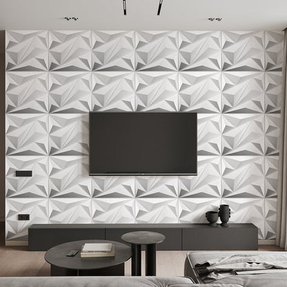 12 Pack Decorative 3D Wall Panels White Diamond Design PVC