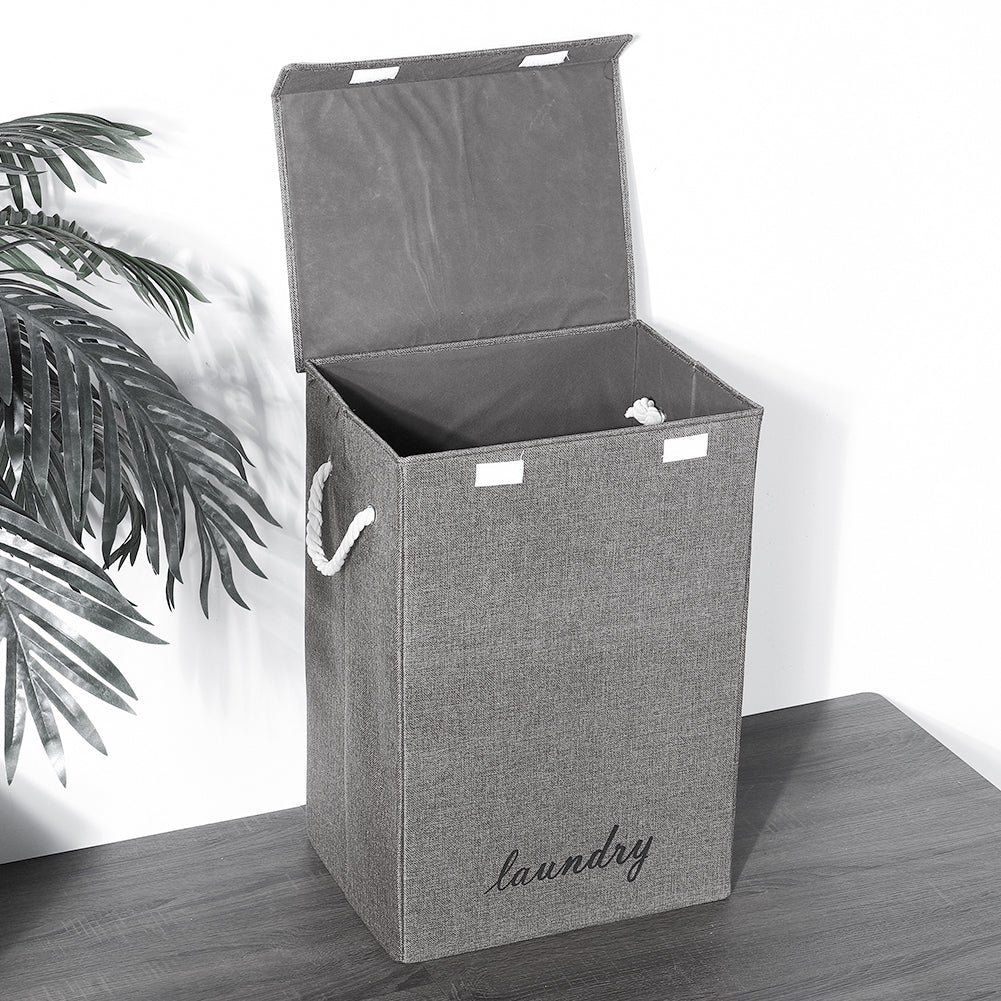 Foldable Garden Sanctuary laundry hamper with open top and woven design, perfect for home laundry organization.