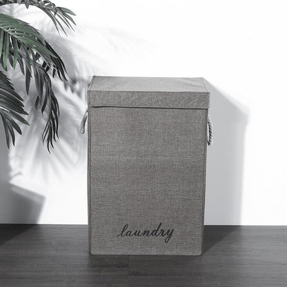 Foldable Garden Sanctuary laundry hamper with handles, lightweight and collapsible for easy home laundry organization.