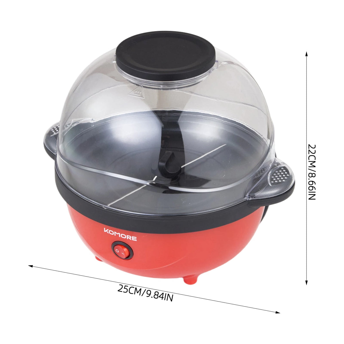 Garden Sanctuary 650W electric popcorn maker with heater, showing the compact appliance and popcorn popping inside.