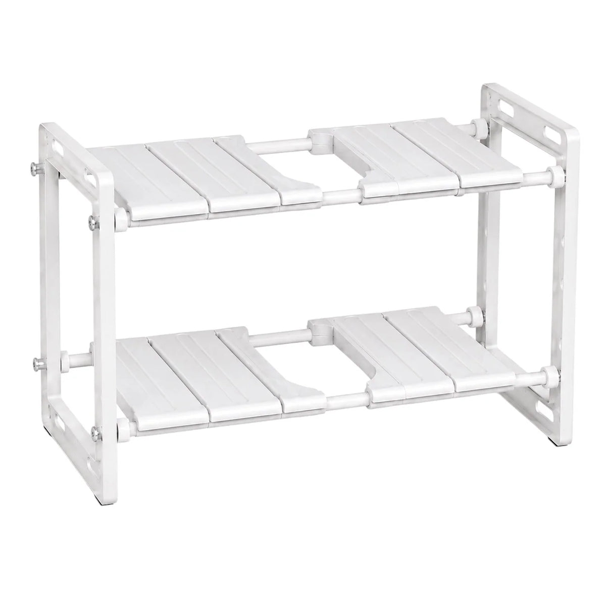 Adjustable 2-Tier Under-Sink Organiser Rack, White, 51-80 x 26 x 38 cm