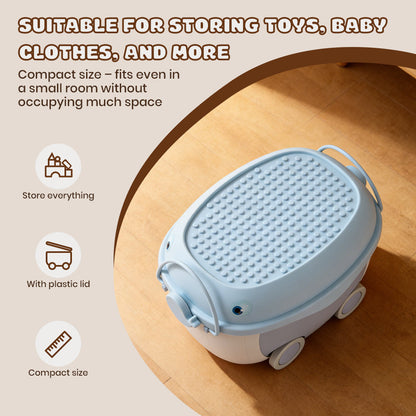Dolphin-shaped toy storage box on wheels from Garden Sanctuary, featuring a playful dolphin design and convenient mobility.