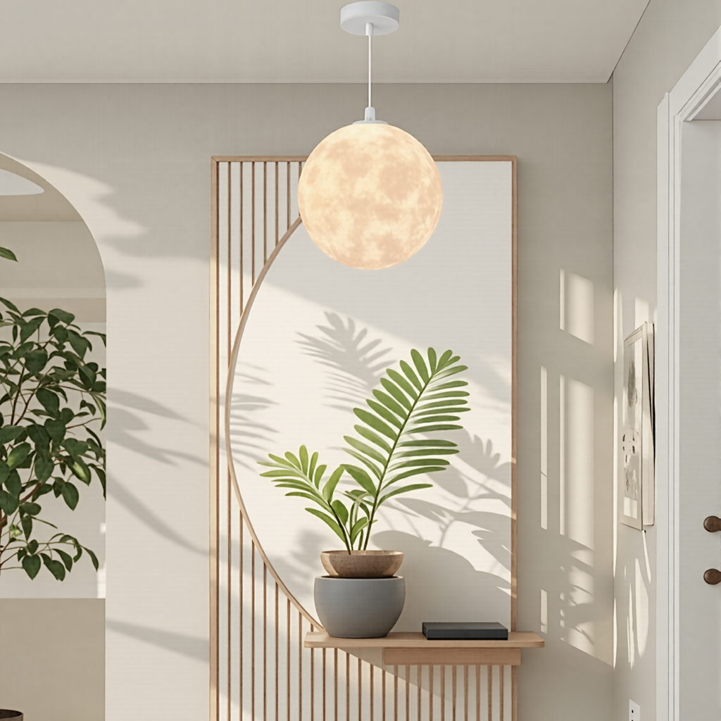 Creative 3D Printed Moon Pendant Light For Bedroom Eco-Friendly Lunar Globe Chandelier