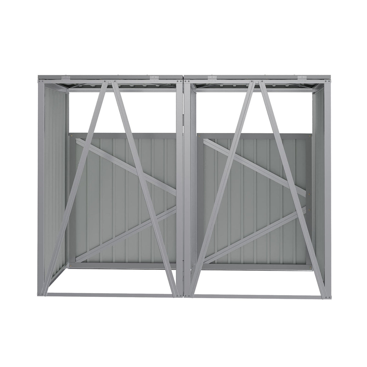 Garden Sanctuary 5x4 ft metal double bin storage shed with sturdy doors and ventilation for outdoor organization.