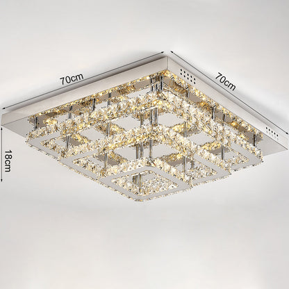Dimmable/Non-dimmable Square Large-size Glamourous Crystal LED Ceiling Light
