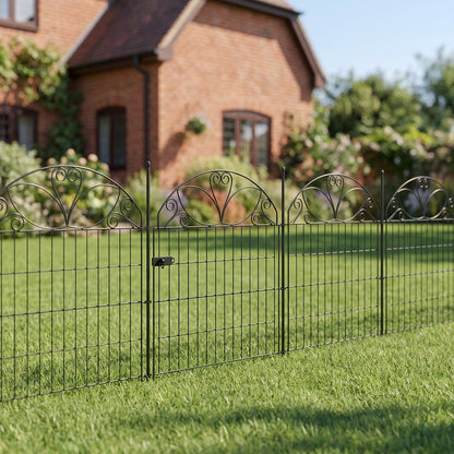 Decorative 10-panel garden fence set by Garden Sanctuary featuring ornate metal design for outdoor landscaping and boundary marking.
