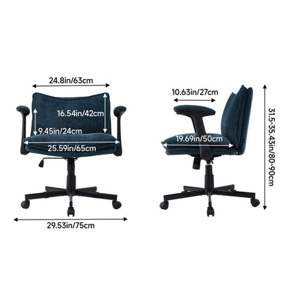 Garden Sanctuary chenille height-adjustable office chair with cushioned seat and backrest, ergonomic design for comfortable workspace seating.