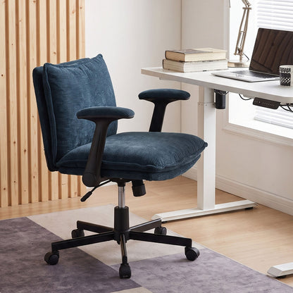 Garden Sanctuary chenille height-adjustable office chair with cushioned seat and back support in a modern design.