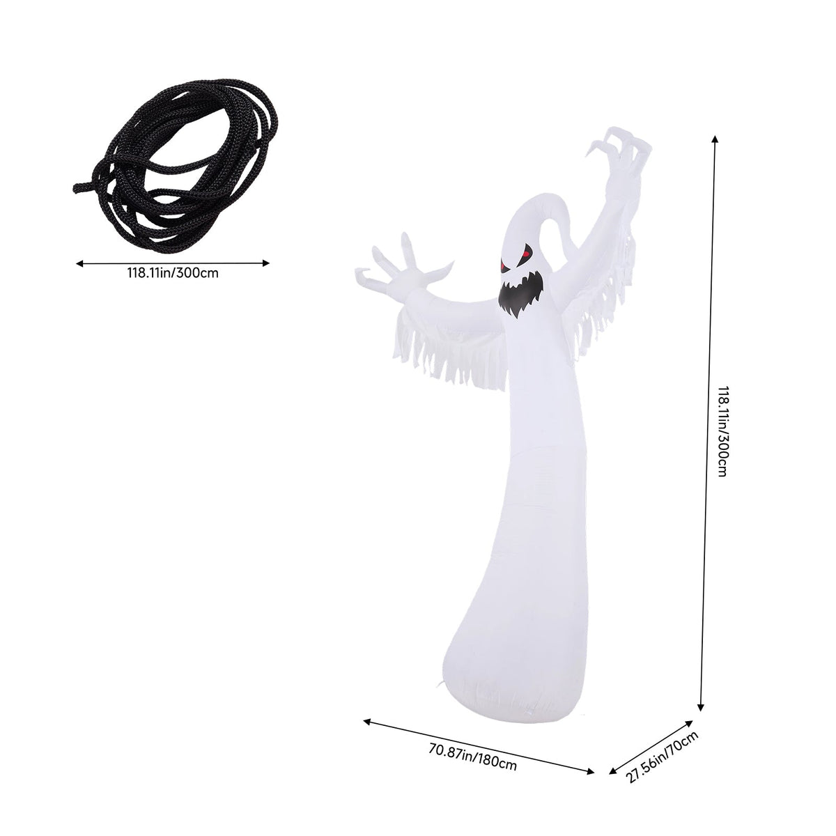 Garden Sanctuary 9 ft Halloween inflatable ghost decoration with LED lights, spooky outdoor Halloween decor for yard display
