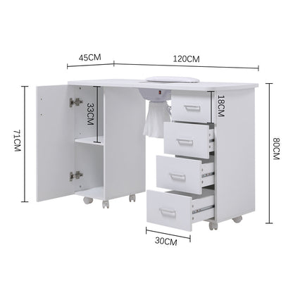 Manicure Table with Dust Collector and Wrist Cushion