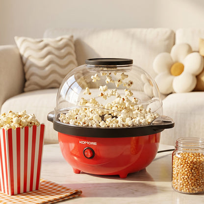 Garden Sanctuary 650W electric popcorn maker machine with heater, showing the compact design and metal popping chamber.
