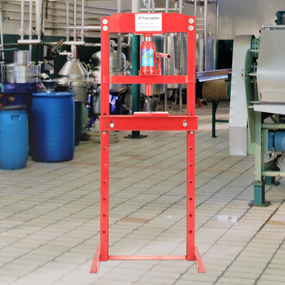 Garden Sanctuary 12 Ton Floor Standing Hydraulic Press with sturdy frame and adjustable press head for heavy-duty pressing tasks.